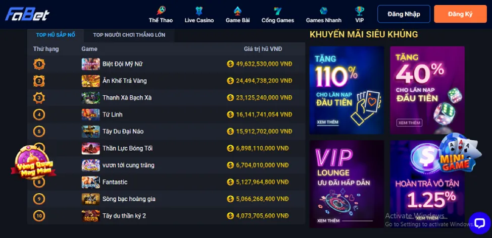 Ưu đãi VIP trực tiếp đá gà